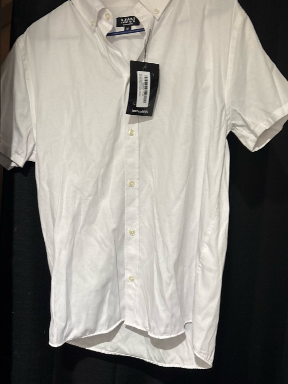 Boohoo Men’s White Short-Sleeve Button-Down Shirt - Clean Casual
